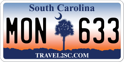 SC license plate MON633