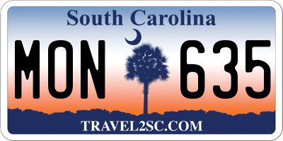 SC license plate MON635