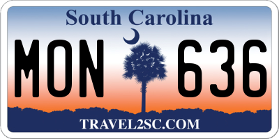 SC license plate MON636