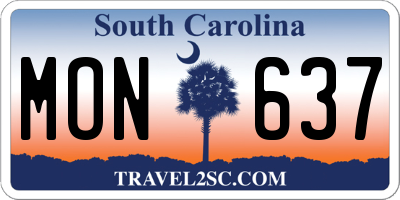 SC license plate MON637
