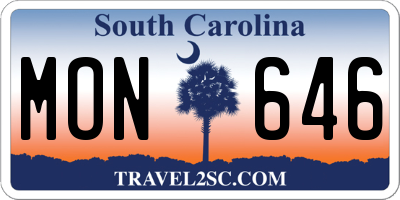 SC license plate MON646