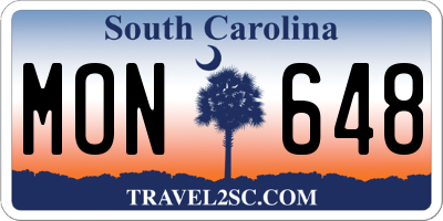 SC license plate MON648