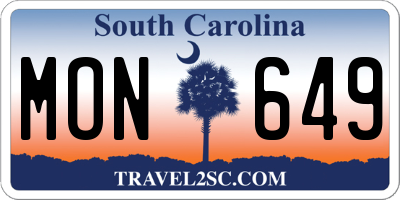 SC license plate MON649
