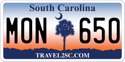 SC license plate MON650