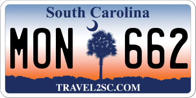 SC license plate MON662