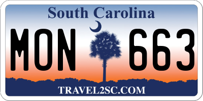 SC license plate MON663