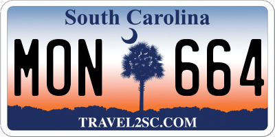 SC license plate MON664