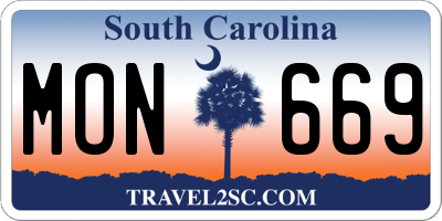 SC license plate MON669