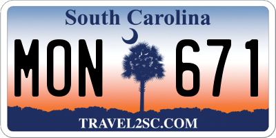 SC license plate MON671