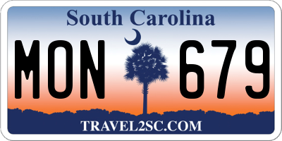 SC license plate MON679