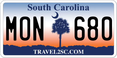 SC license plate MON680