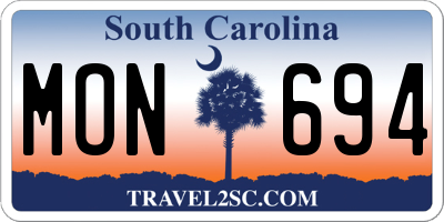 SC license plate MON694