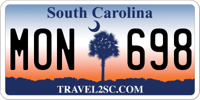 SC license plate MON698