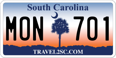 SC license plate MON701