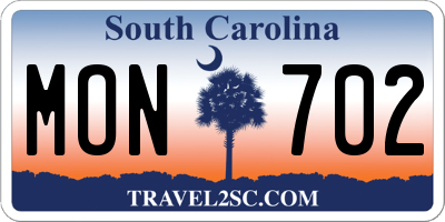 SC license plate MON702