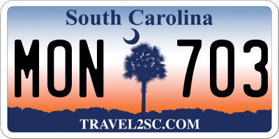 SC license plate MON703