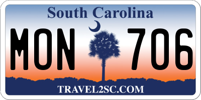 SC license plate MON706
