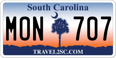 SC license plate MON707