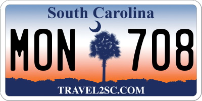 SC license plate MON708
