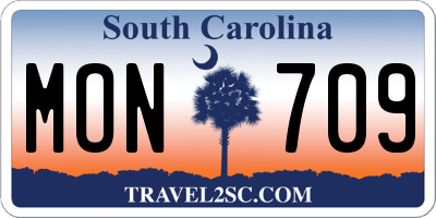 SC license plate MON709