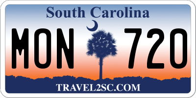 SC license plate MON720