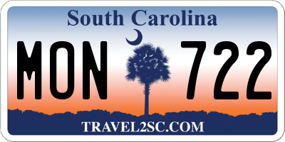 SC license plate MON722