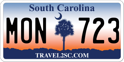 SC license plate MON723
