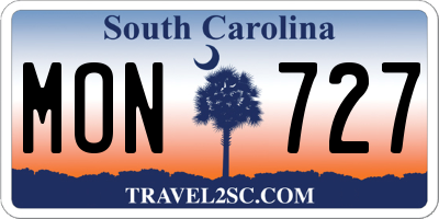 SC license plate MON727