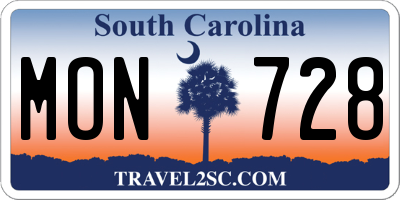 SC license plate MON728