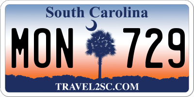 SC license plate MON729