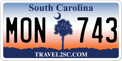 SC license plate MON743