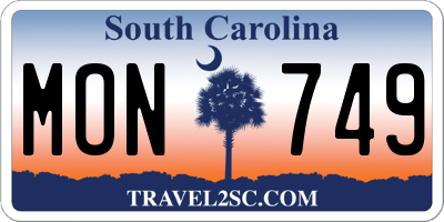 SC license plate MON749