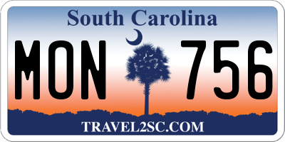 SC license plate MON756