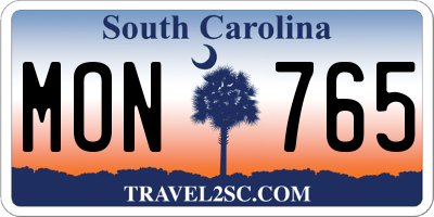 SC license plate MON765