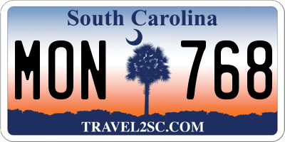SC license plate MON768