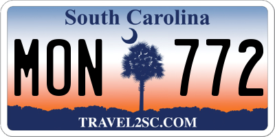 SC license plate MON772