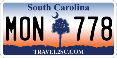 SC license plate MON778