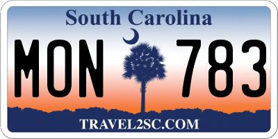 SC license plate MON783