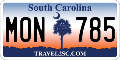 SC license plate MON785