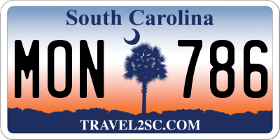 SC license plate MON786