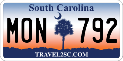 SC license plate MON792