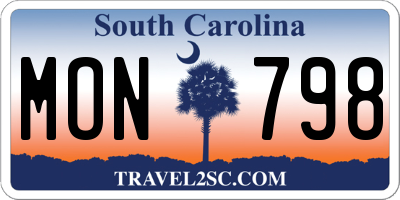SC license plate MON798