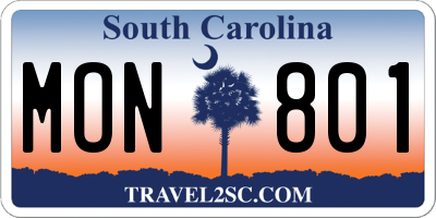 SC license plate MON801