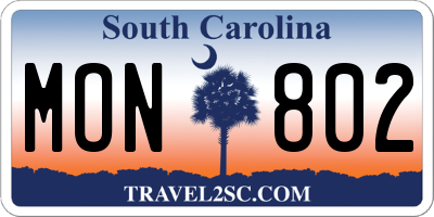 SC license plate MON802