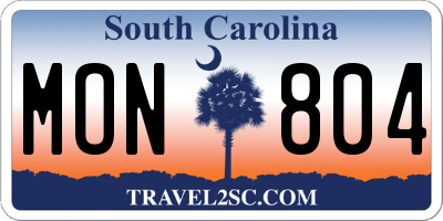 SC license plate MON804