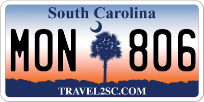 SC license plate MON806