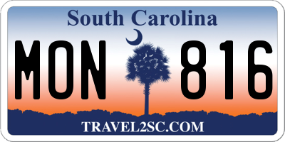SC license plate MON816