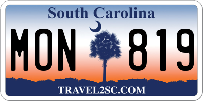 SC license plate MON819