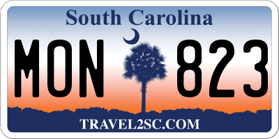 SC license plate MON823