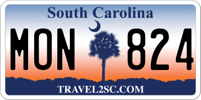 SC license plate MON824